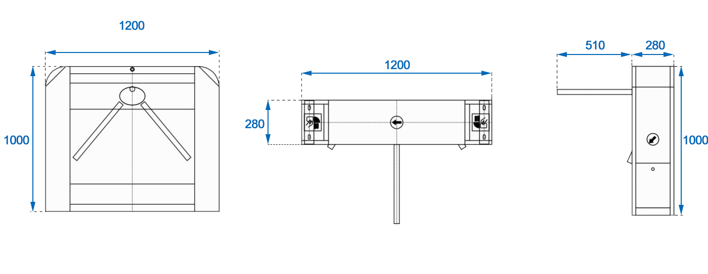 Security Turnstile Gate dimension