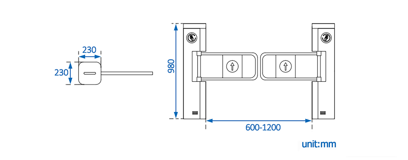 high security turnstiles dimension