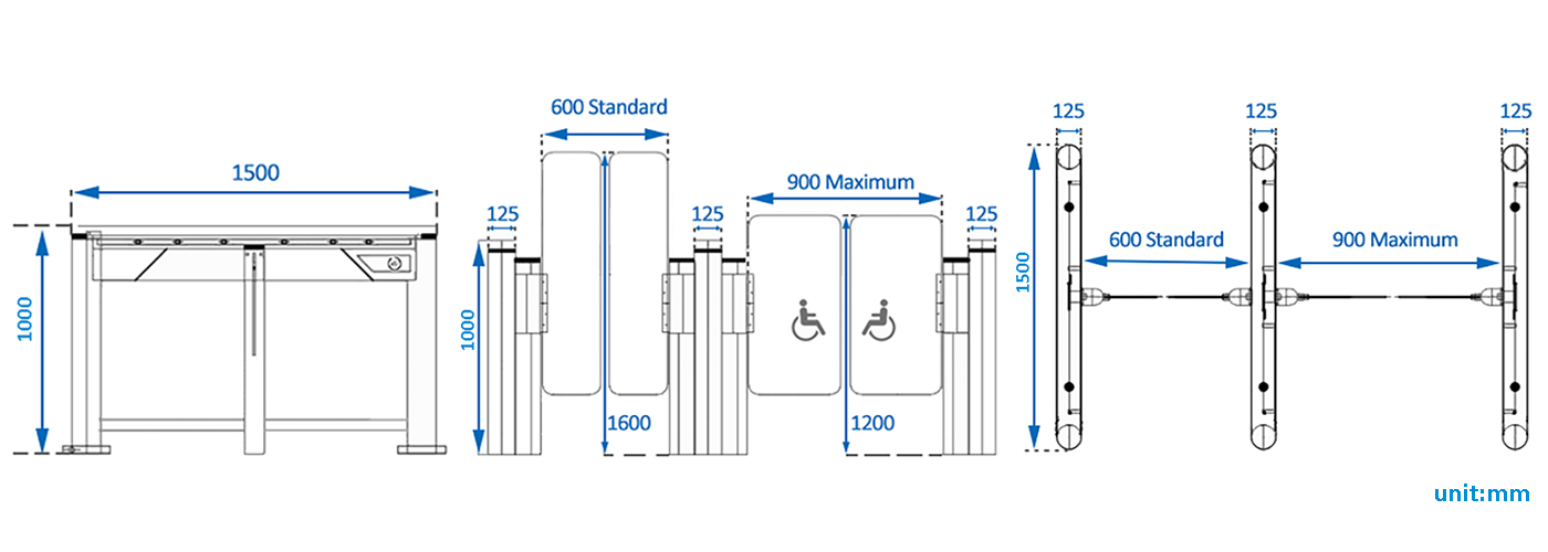 Fastlane Turnstile Speed Gate dimension