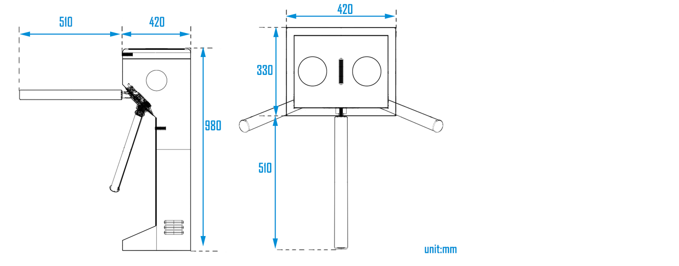 Turnstile Machine dimension