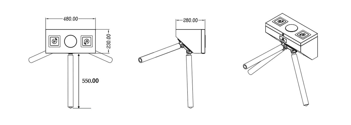 Rotating Entrance Turnstile Dimension: