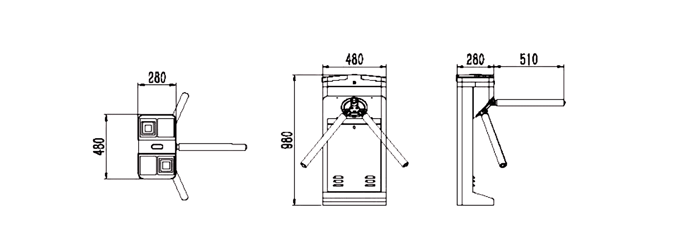 pedestrian turnstile dimension