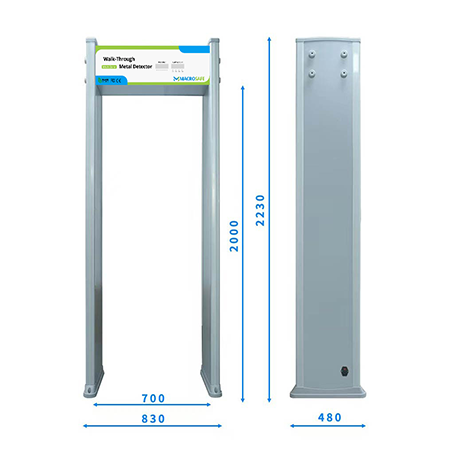 Walk through metal detector dimensions